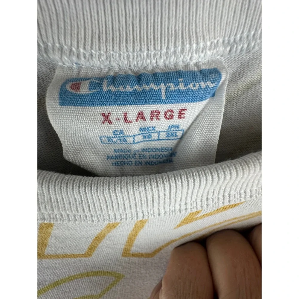 Vintage Champion All Over Block Logo Men's‎ T-Shirt Size XL Red Yellow Blue - Picture 3 of 5
